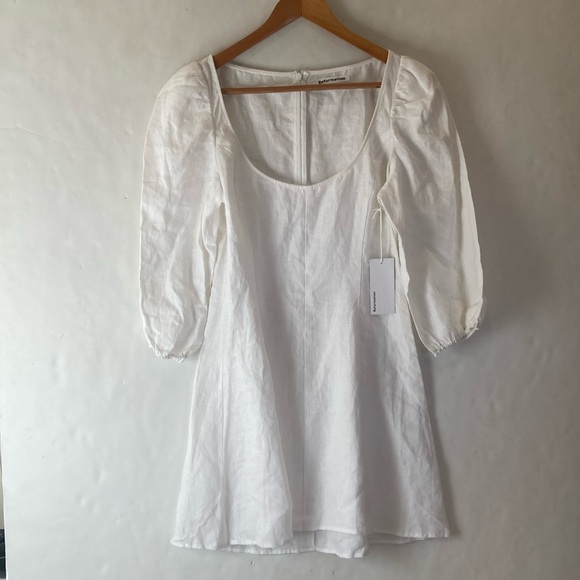 Reformation Maxine Linen Mini Dress White 8 - Picture 6 of 12